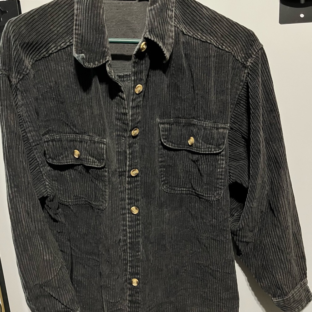 Men's Classic Black Corduroy Shirt Jacket